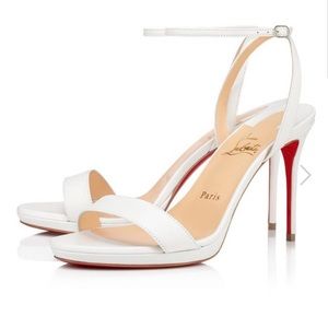 Christian Louboutin’s Loubi Queen in bianco nappa leather